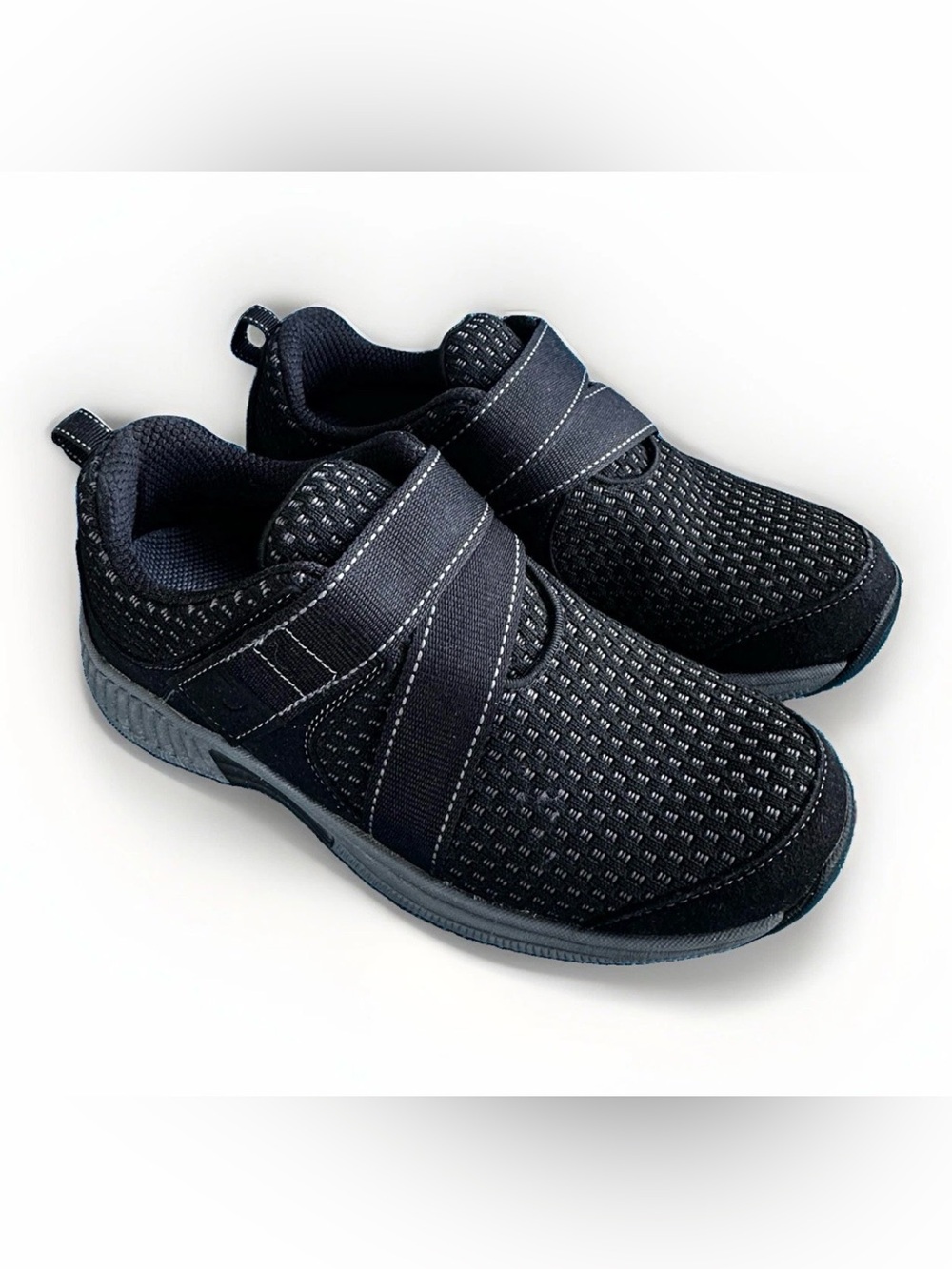 OrthoFeet Elba 858 Womens 8 B Black Orthopedic Walking Shoes Hook Loop Comfort